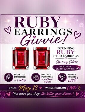Ruby Stud Earrings Givvie 1.8cttw Sterling Silver 7x5mm Ends May 13 Live